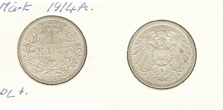 Germany 1 mark 1914A BU